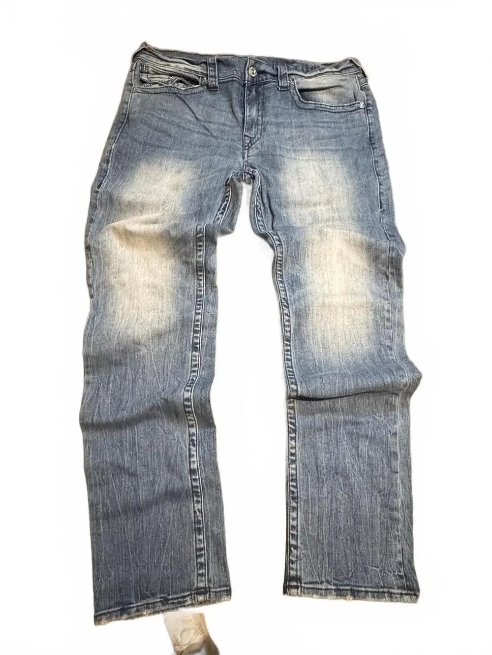 True Religion Section Moto, light wash with distressing